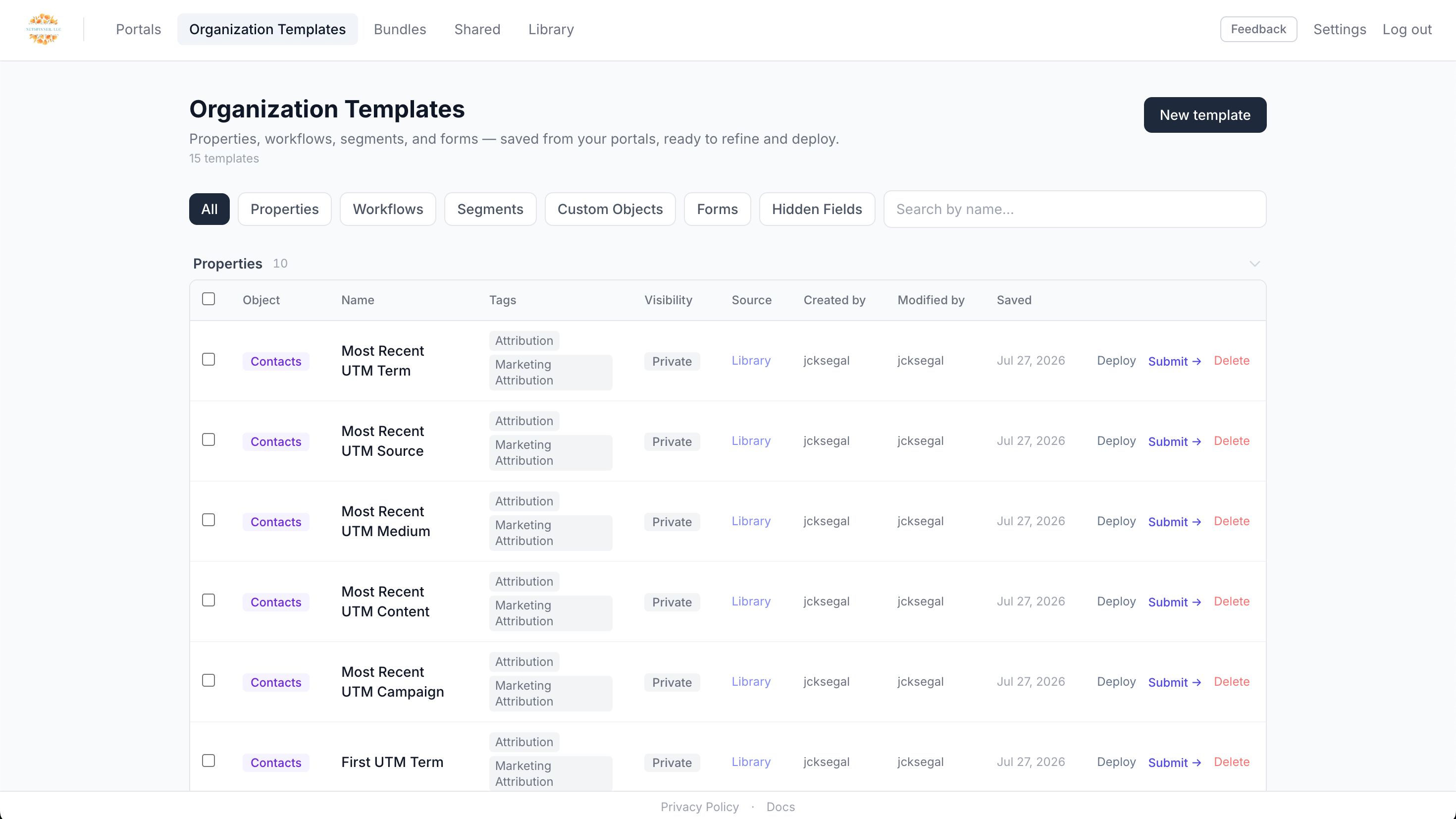 Template Manager Template Management